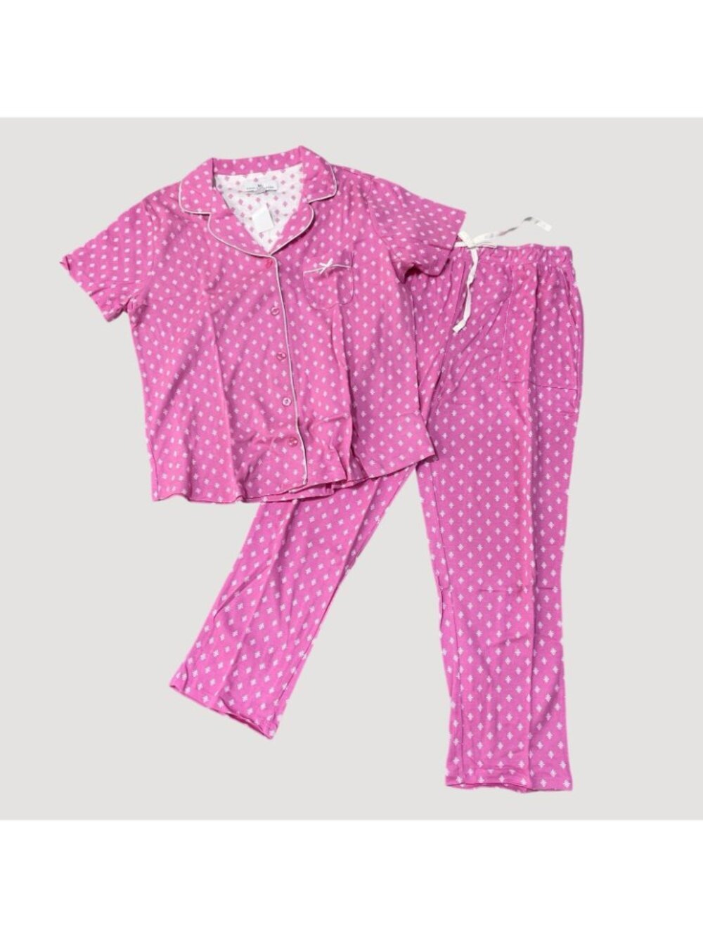 NWT Karen Neuburger Women's M Pajama Set Pink 2-Piece Cotton Blend H2125 - Picture 4 of 13